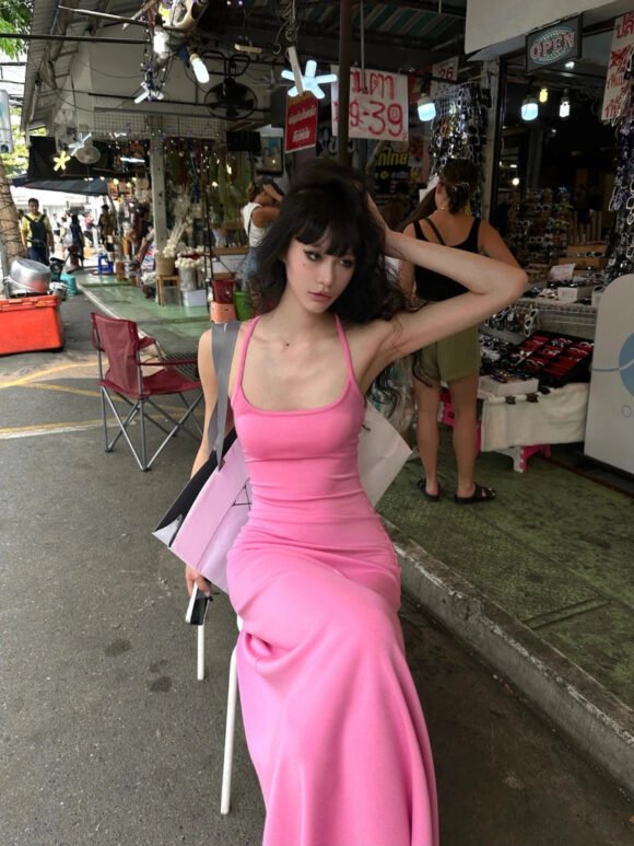 Slim Long Halter Dress - Image 3