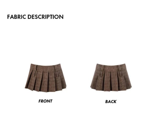 Plaid Anti-Walking Pleated Low Waist Half Skirt - Image 2