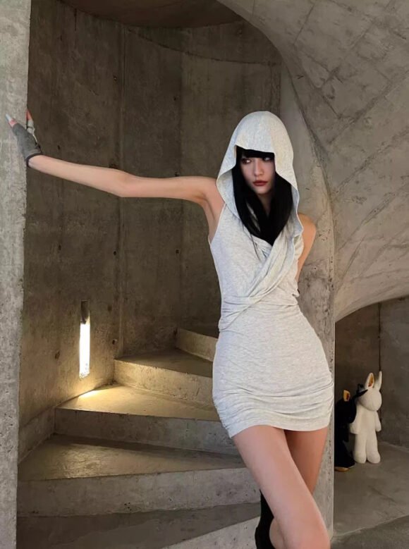 Hooded Waisted Hottie Short Dress - Image 4
