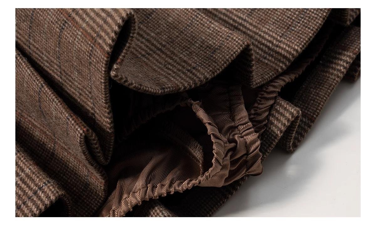 Plaid Anti-Walking Pleated Low Waist Half Skirt - Image 6
