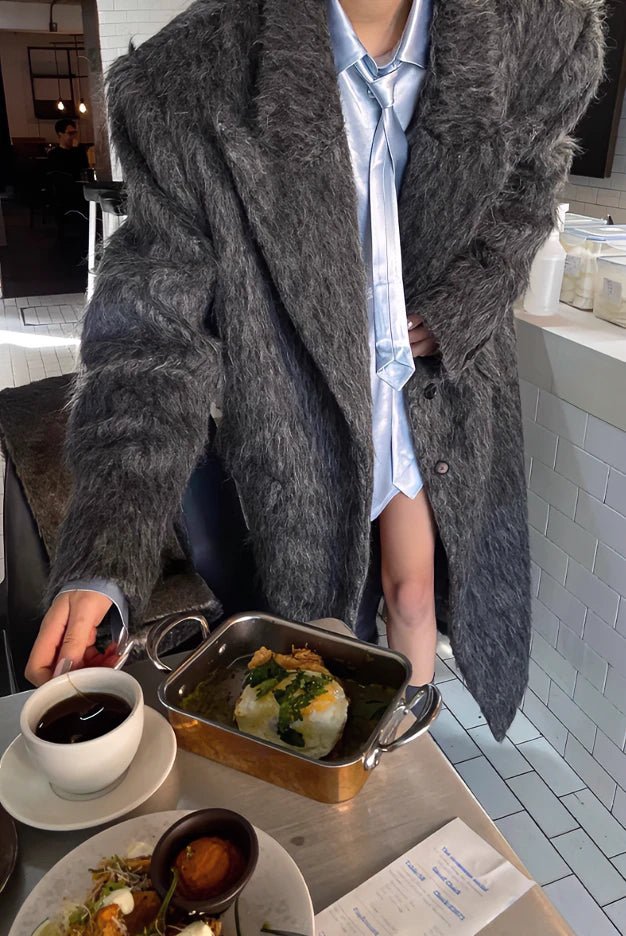 Designed Wide Wool Long Coat Jacket