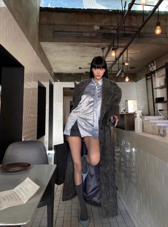Designed Wide Wool Long Coat Jacket - Image 3