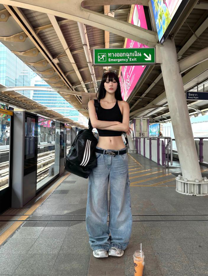 Vintage Washed Wide Leg Loose Low Rise Jeans